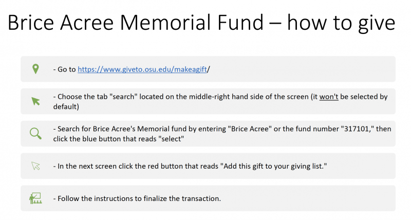 Brice Acree Memorial Fund Instructions