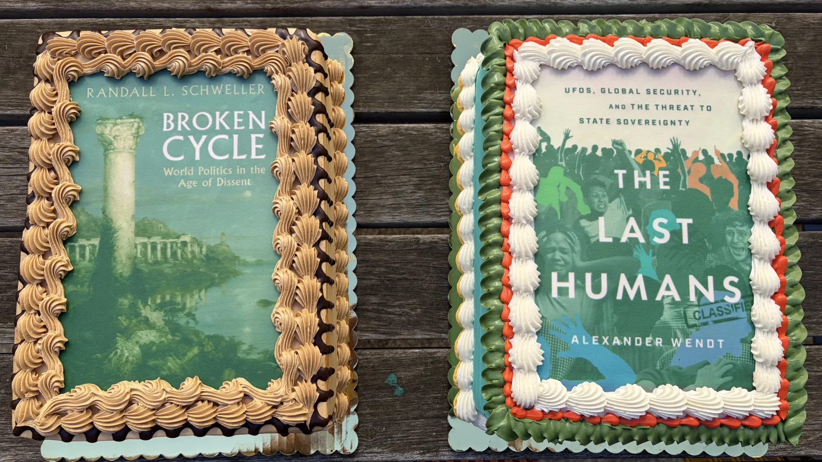 Two cakes side by side