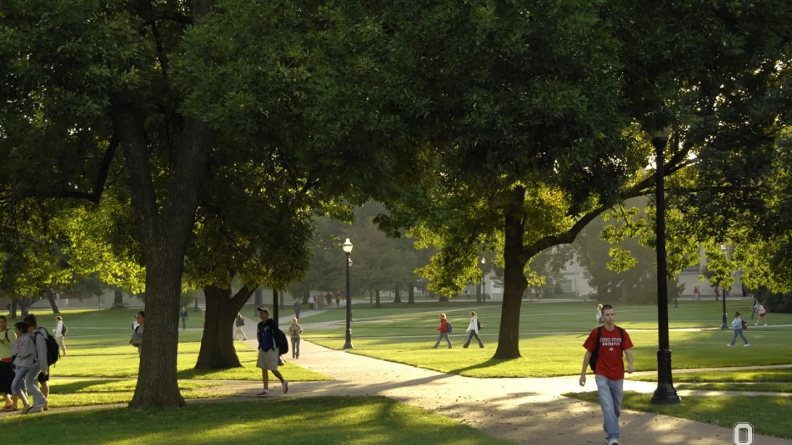 Photo of student walking across oval
