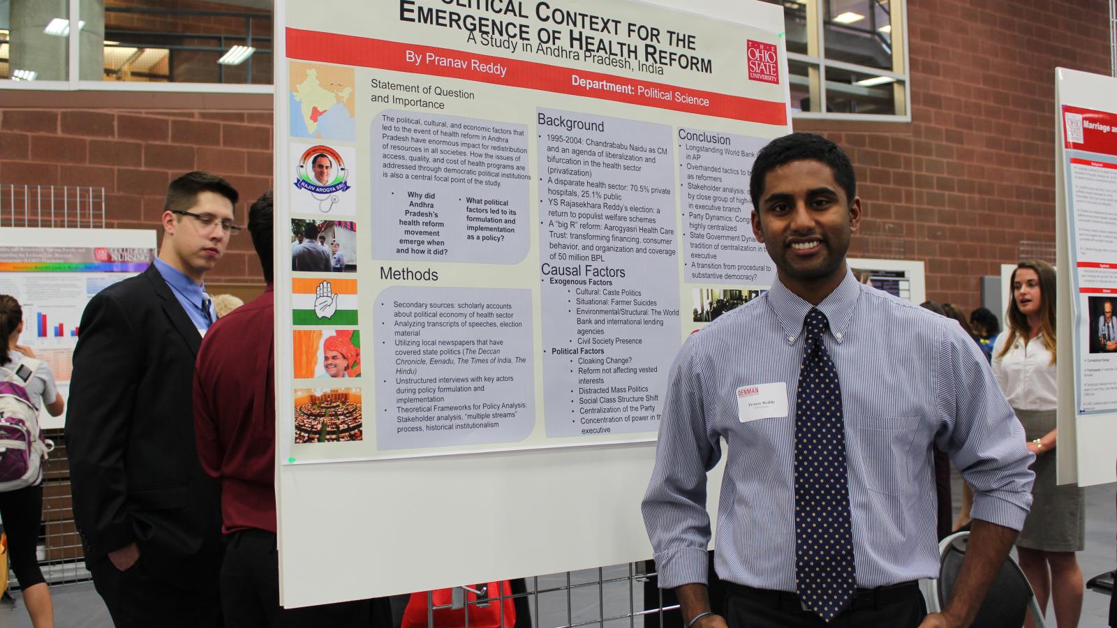 Photo of student presenting research