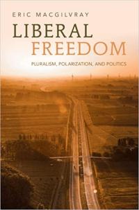 Liberal Freedom book cover, orange and yellow sun overlooking a highway 