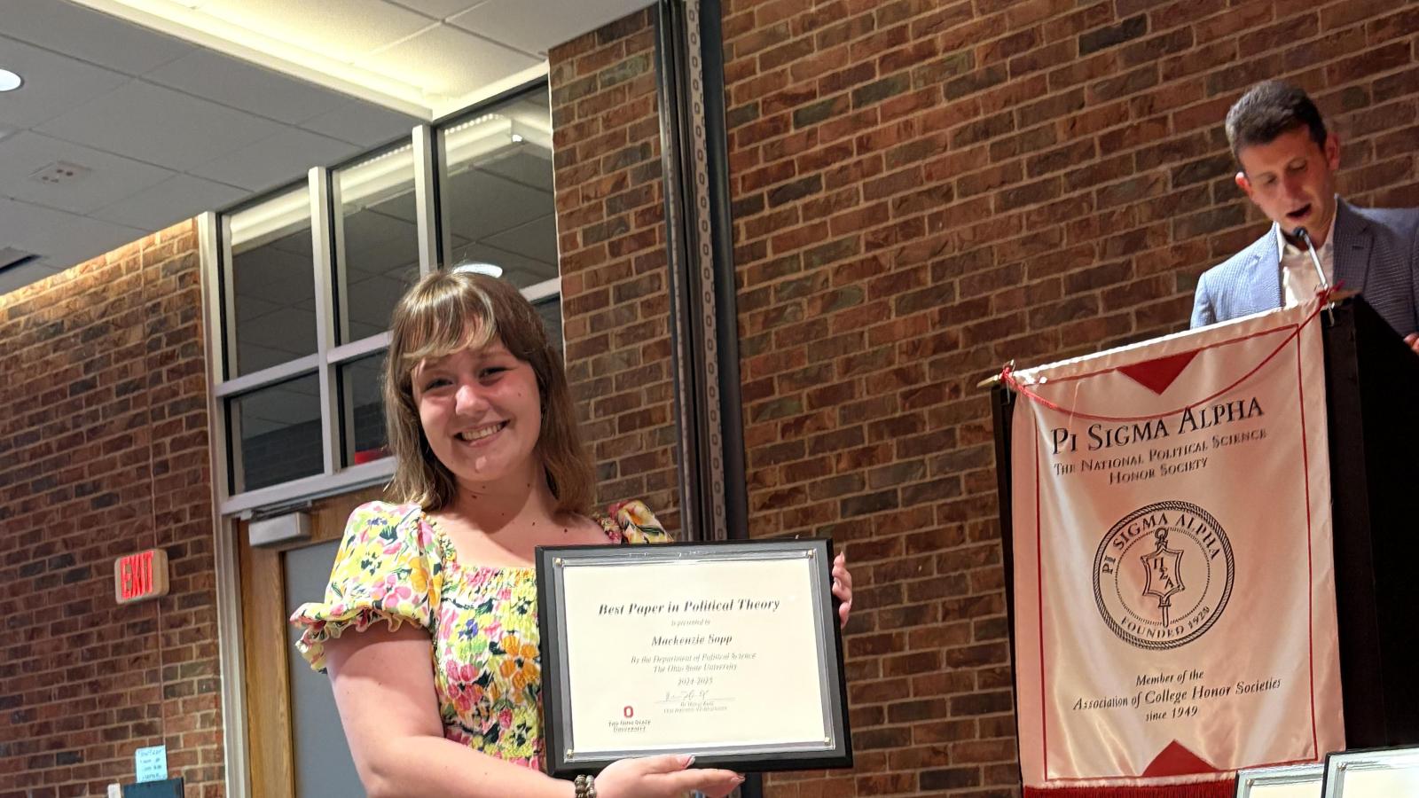 Mackenzie Sapp - winner of Best Paper in Political Theory